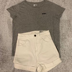 White High Waist Shorts